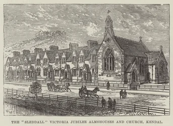 Las casas de beneficencia y la iglesia de Sleddall Victoria Jubilee, Kendal